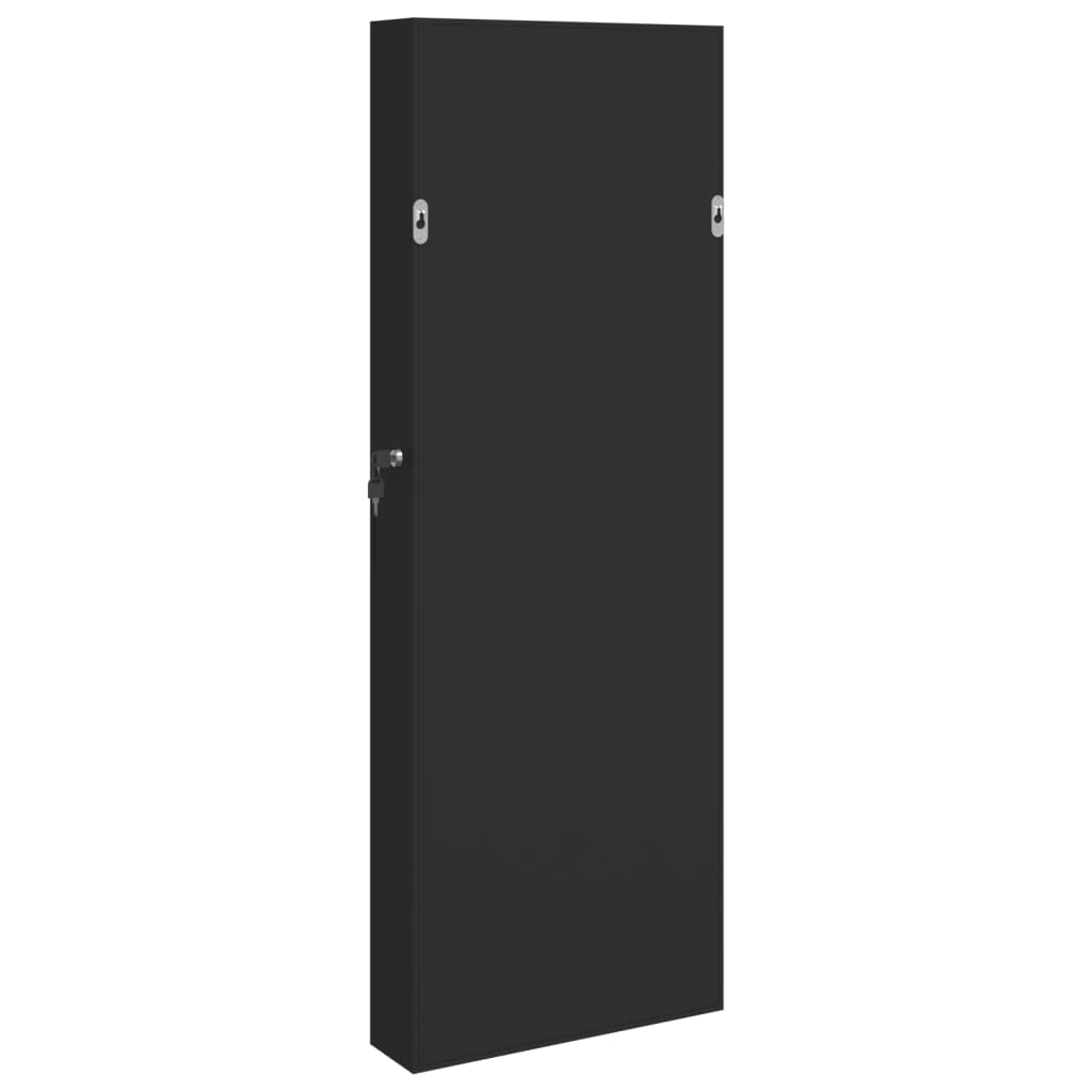 Jewelry cabinet with wall mirror black 37.5x10x106 cm