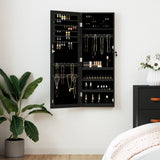 Jewelry cabinet with wall mirror black 37.5x10x106 cm