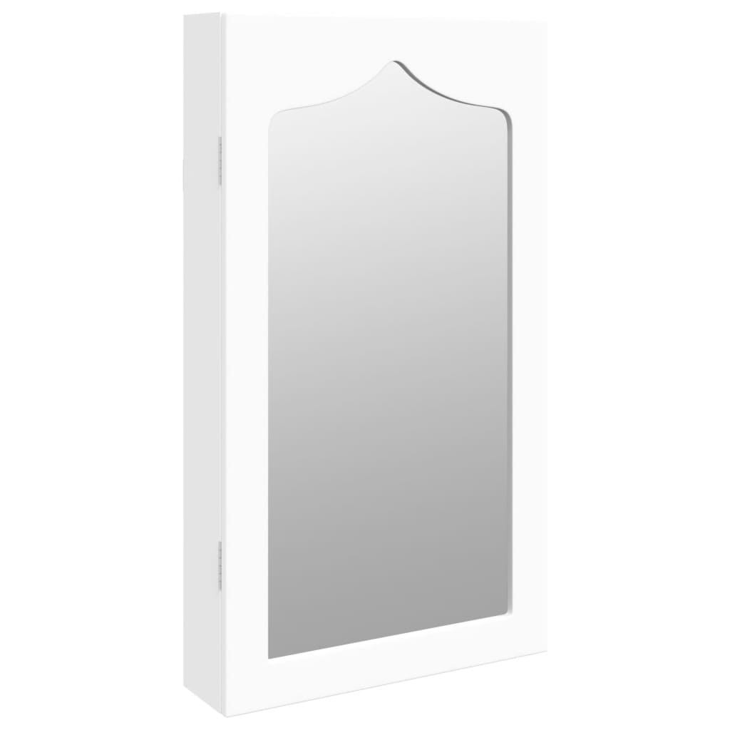 Armoire à bijoux avec miroir murale blanc 37,5x10x67 cm