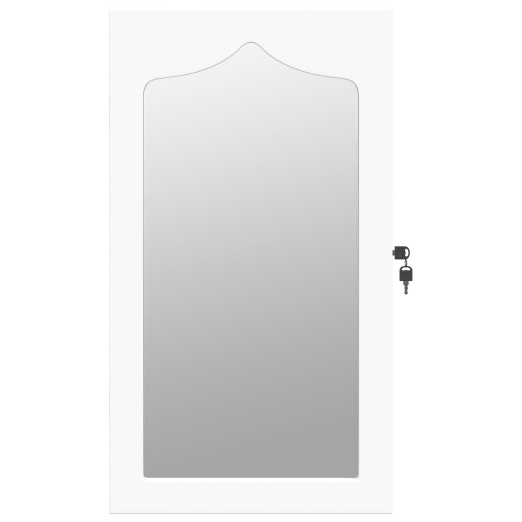 Jewelry cabinet with wall mirror white 37.5x10x67 cm