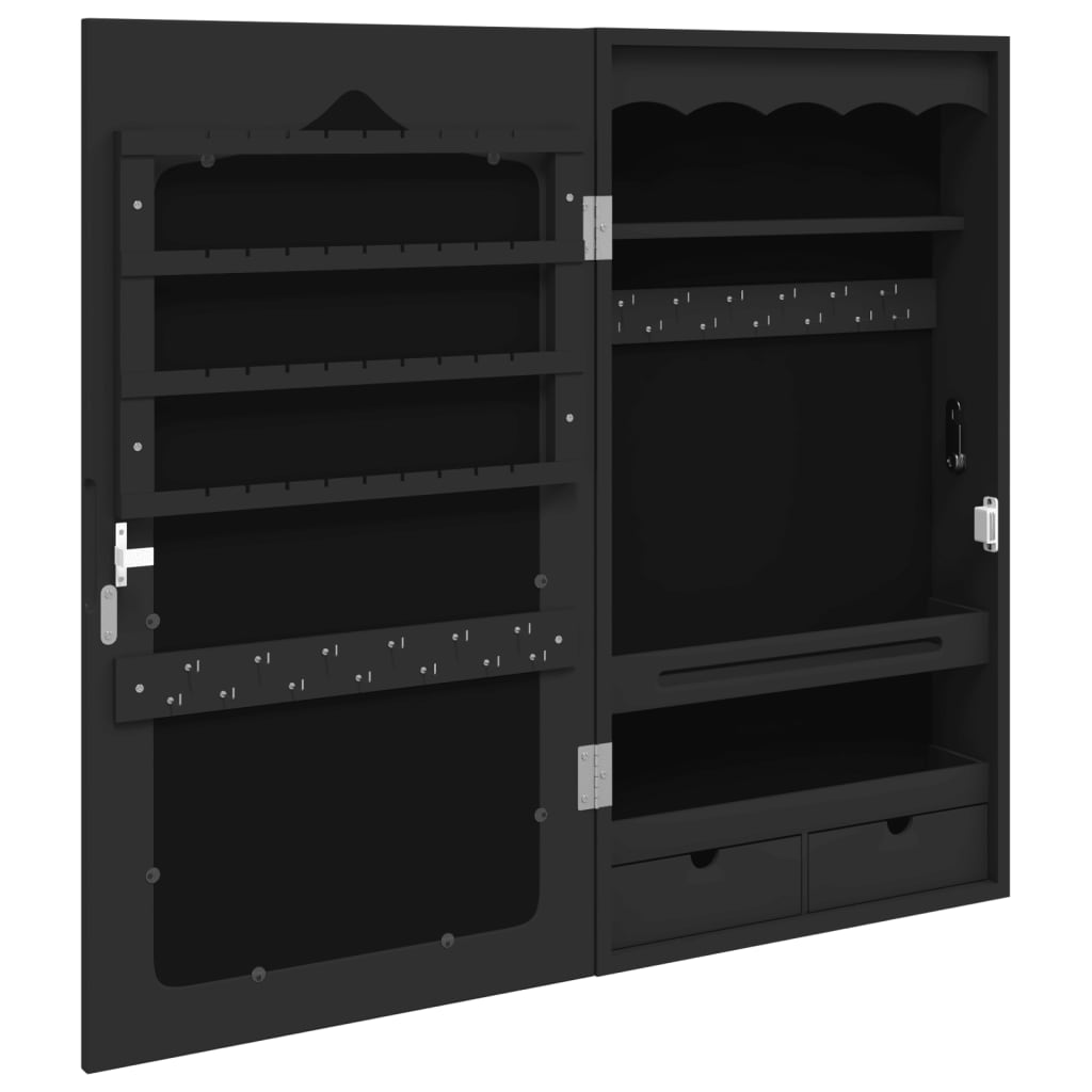 Schmuckschrank mit schwarzem Wandspiegel 37,5x10x67 cm