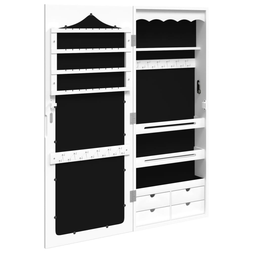 Schmuckschrank mit weißem Wandspiegel 37,5x10x90 cm