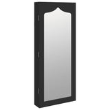 Armoire à bijoux avec miroir murale noir 37,5x10x90 cm