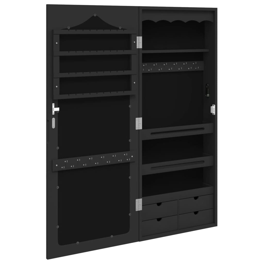 Schmuckschrank mit schwarzem Wandspiegel 37,5x10x90 cm