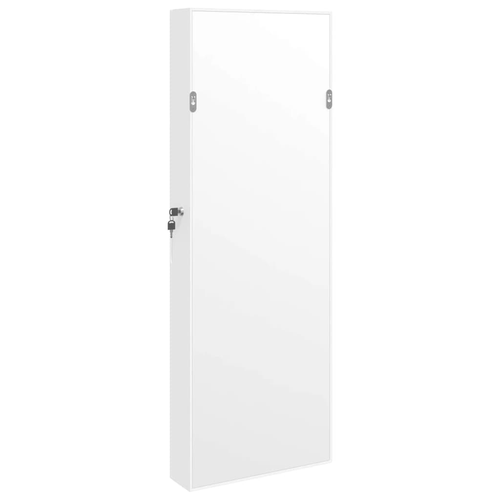 Armoire à bijoux avec miroir murale blanc 37,5x10x106 cm