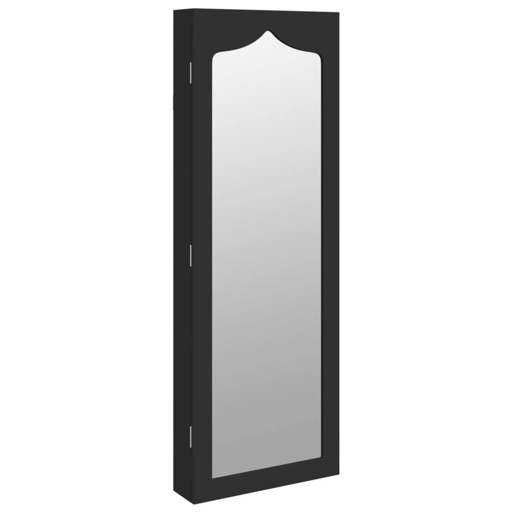 Armoire à bijoux avec miroir murale noir 37,5x10x106 cm