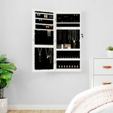 Jewelry cabinet with mirror and white LED wall lighting