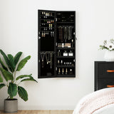 Armoire à bijoux avec miroir et éclairage LED mural noir