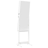 Armoire à bijoux avec miroir sur pied blanc 42x38x152 cm