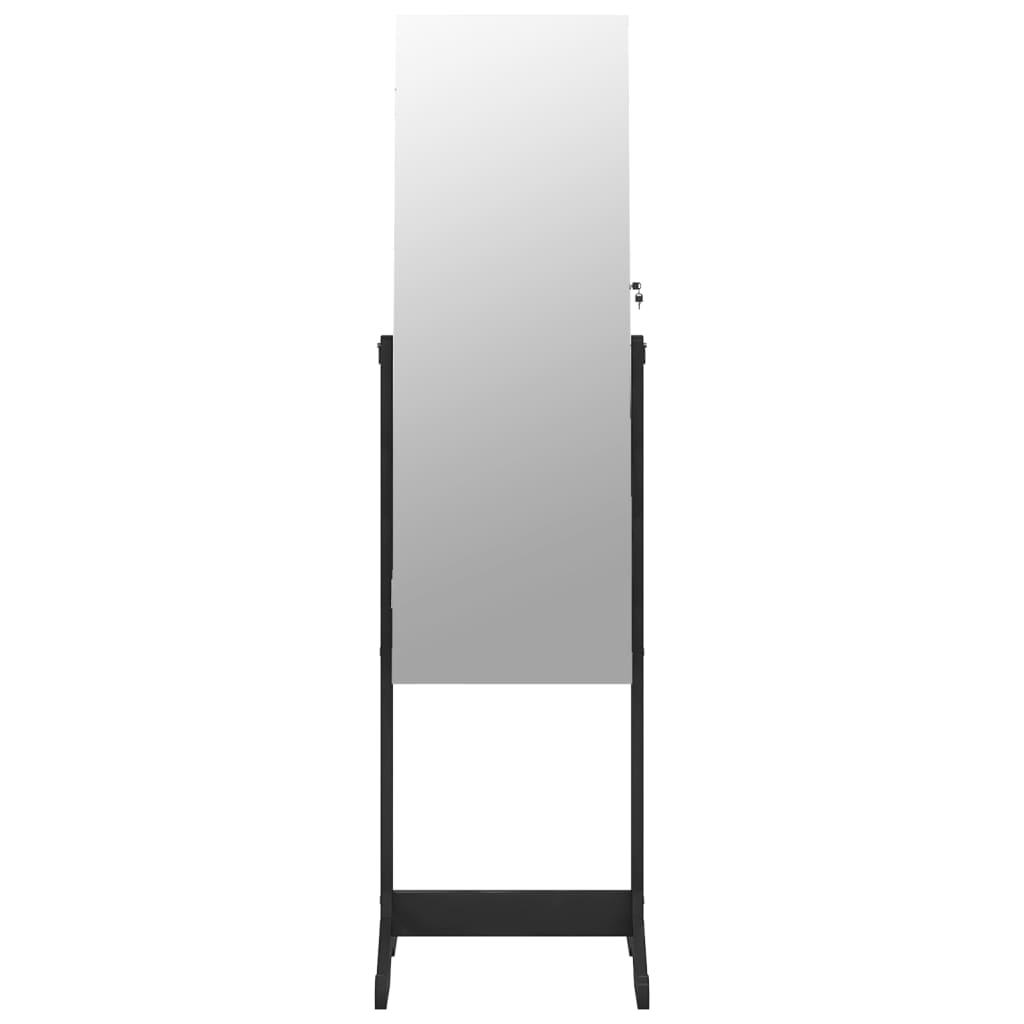 Armoire à bijoux avec miroir sur pied noir 42x38x152 cm