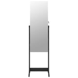 Armoire à bijoux avec miroir sur pied noir 42x38x152 cm