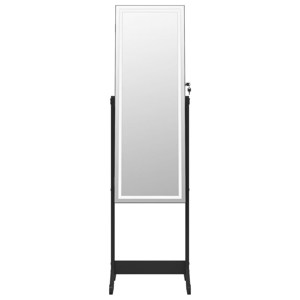 Armoire à bijoux miroir avec lumières LED sur pied noir