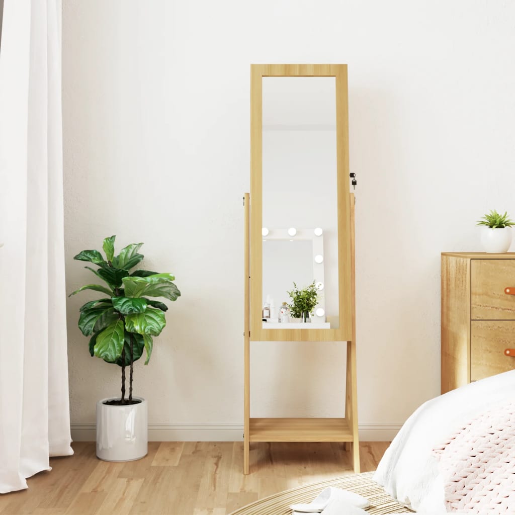 Armoire à bijoux miroir avec lumières LED sur pied