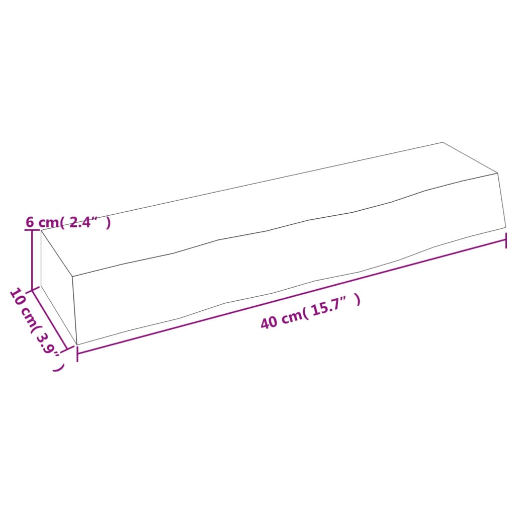 Étagère murale 40x10x6 cm bois de chêne massif non traité