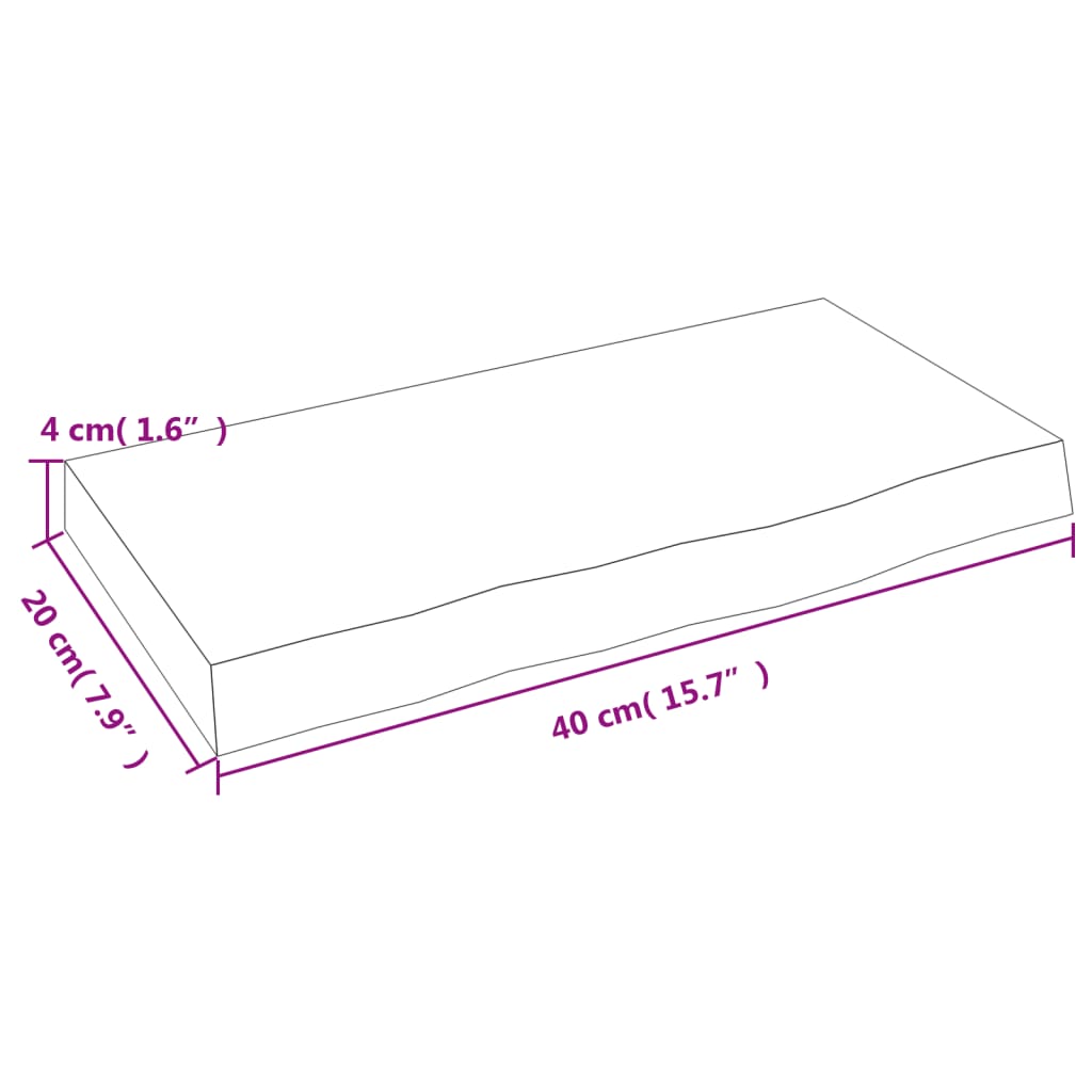 Étagère murale 40x20x4 cm bois de chêne massif non traité