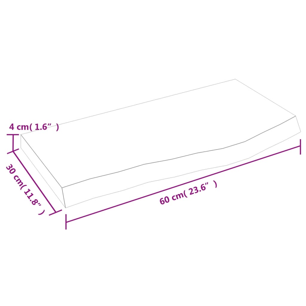 Étagère murale 60x30x(2-4) cm bois de chêne massif non traité