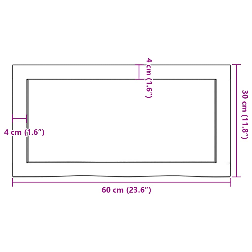 Étagère murale 60x30x(2-4) cm bois de chêne massif non traité