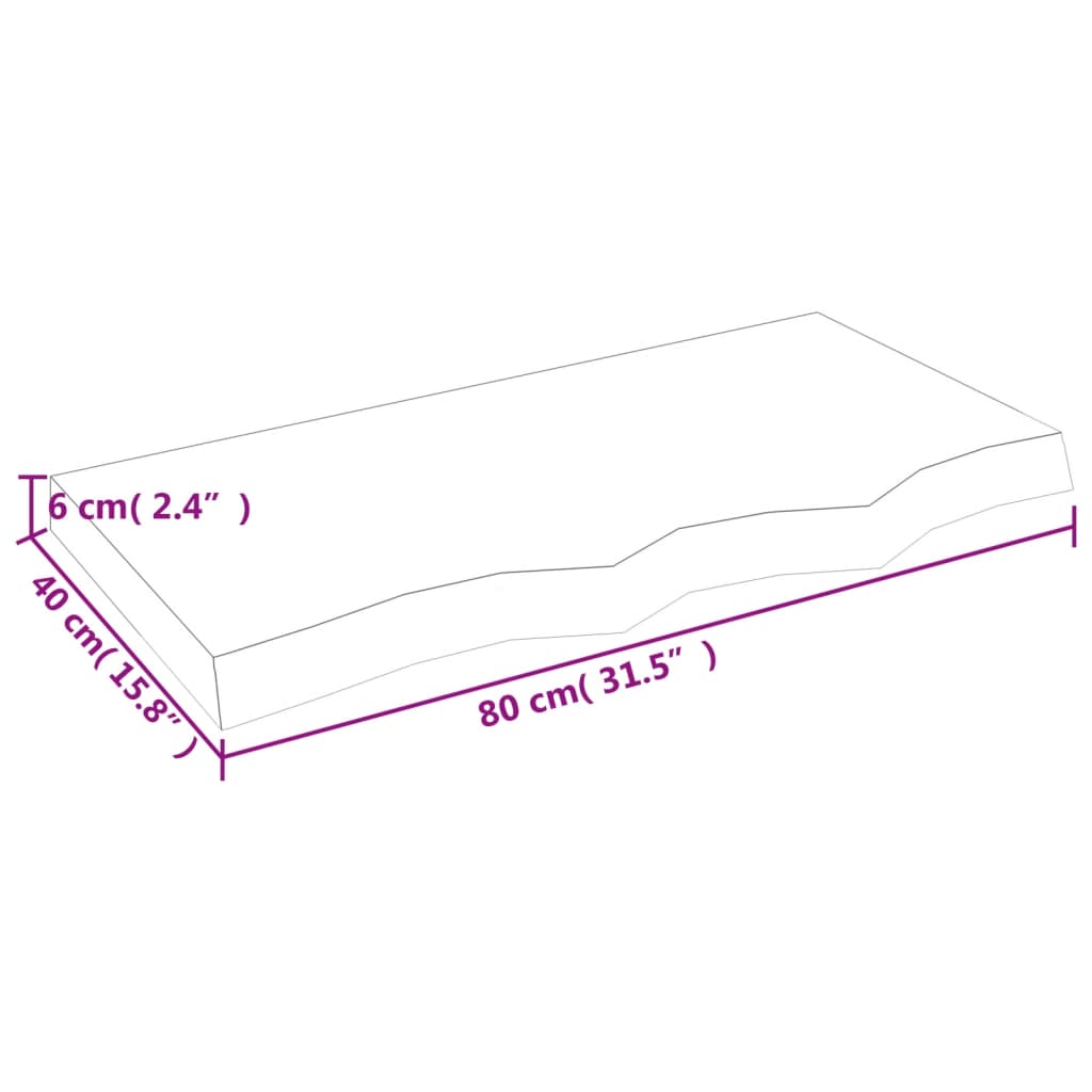 Étagère murale 80x40x(2-6) cm bois de chêne massif non traité