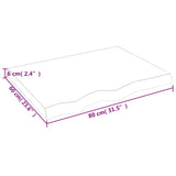 Étagère murale 80x60x(2-6) cm bois de chêne massif non traité