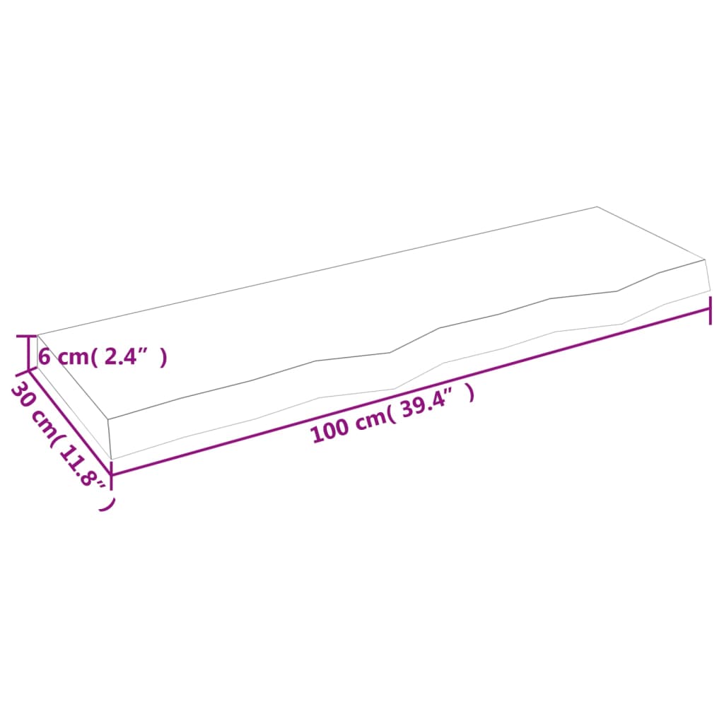 Étagère murale 100x30x(2-6) cm bois de chêne massif non traité