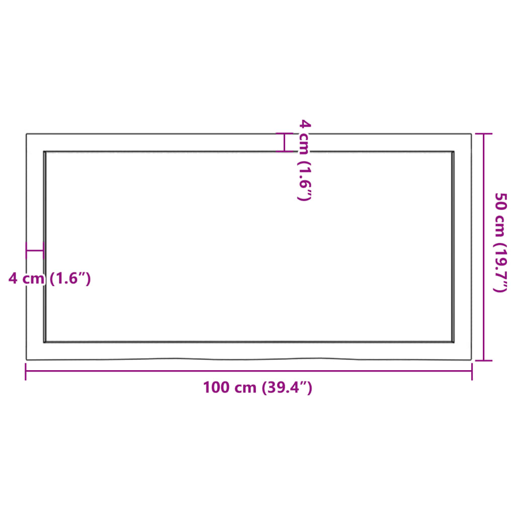 Étagère murale 100x50x(2-4) cm bois de chêne massif non traité