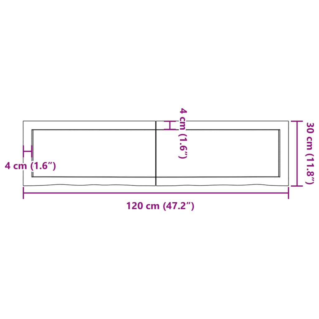 Étagère murale 120x30x(2-4) cm bois de chêne massif non traité