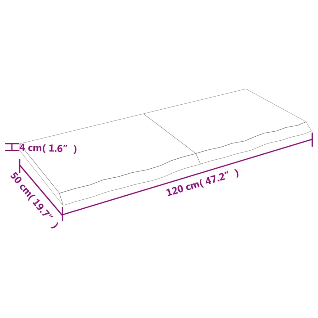 Étagère murale 120x50x(2-4) cm bois de chêne massif non traité