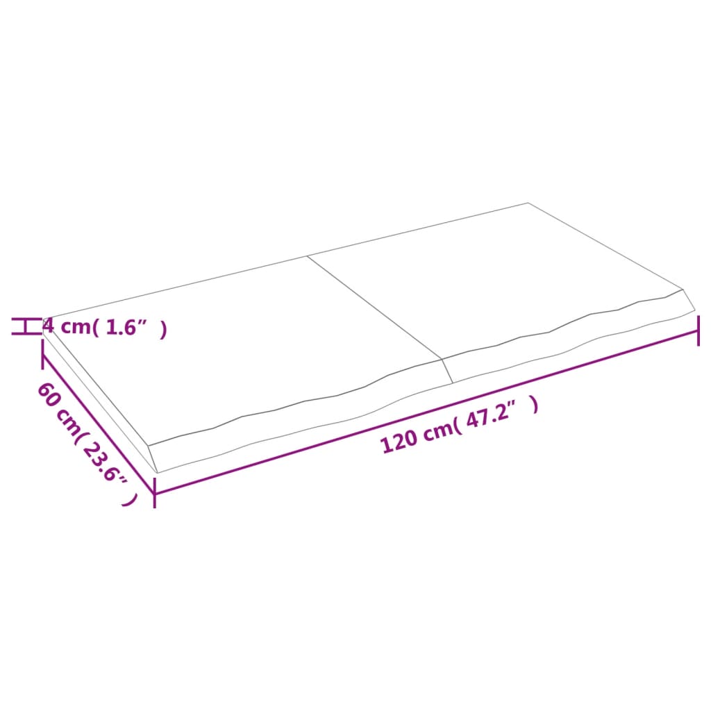 Étagère murale 120x60x(2-4) cm bois de chêne massif non traité