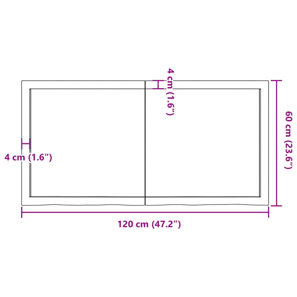 Étagère murale 120x60x(2-4) cm bois de chêne massif non traité