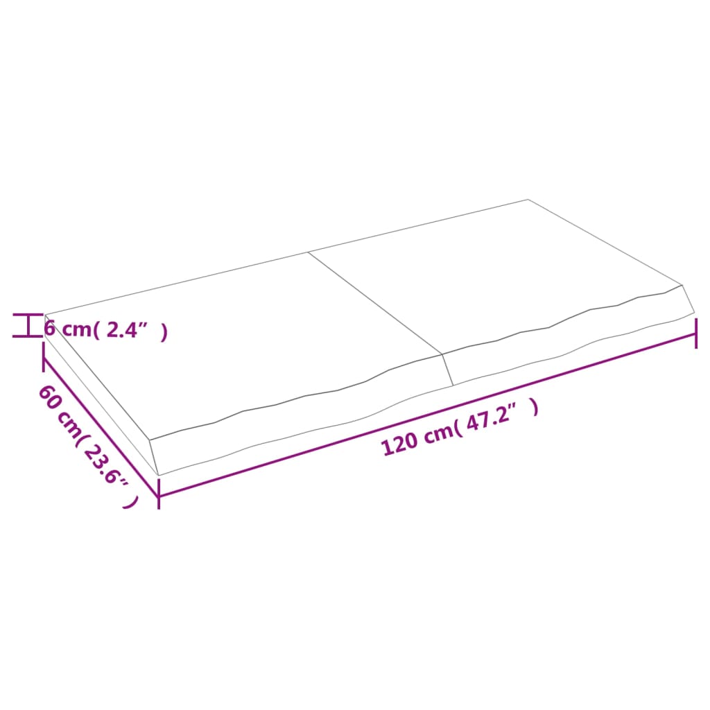 Étagère murale 120x60x(2-6) cm bois de chêne massif non traité