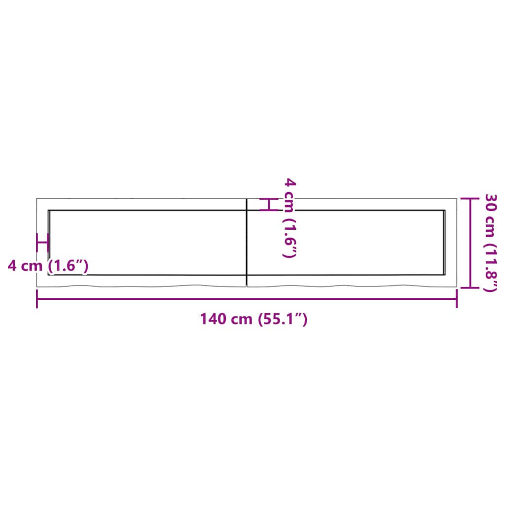 Étagère murale 140x30x(2-4) cm bois de chêne massif non traité