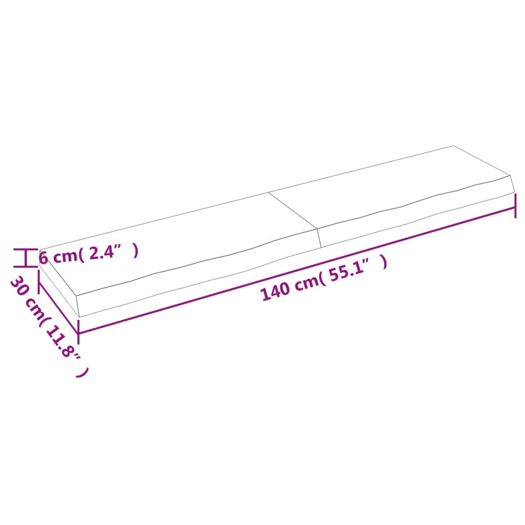 Étagère murale 140x30x(2-6) cm bois de chêne massif non traité