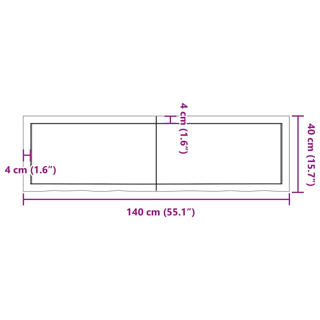 Étagère murale 140x40x(2-4) cm bois de chêne massif non traité