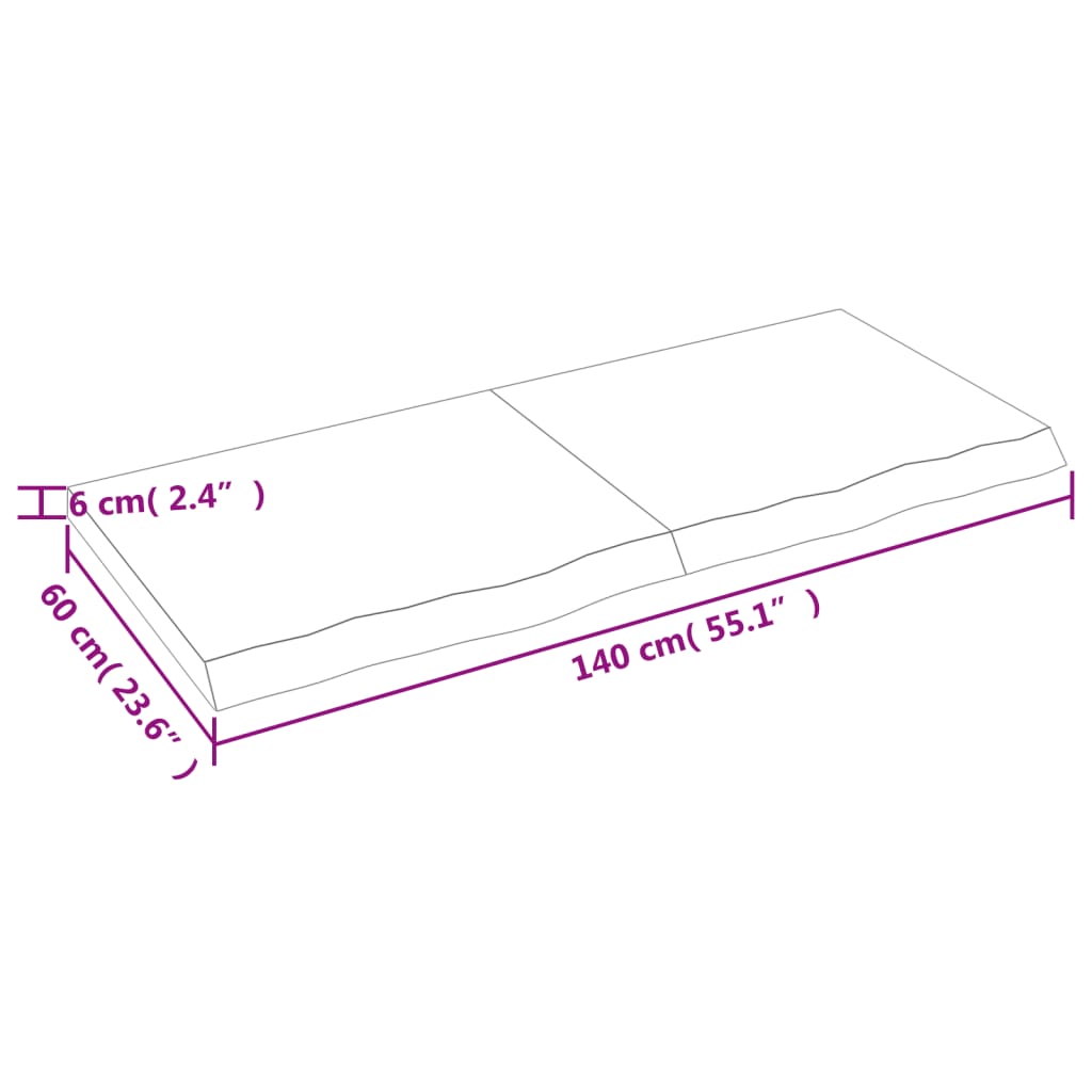 Étagère murale 140x60x(2-6) cm bois de chêne massif non traité