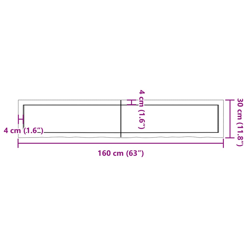 Étagère murale 160x30x(2-4) cm bois de chêne massif non traité