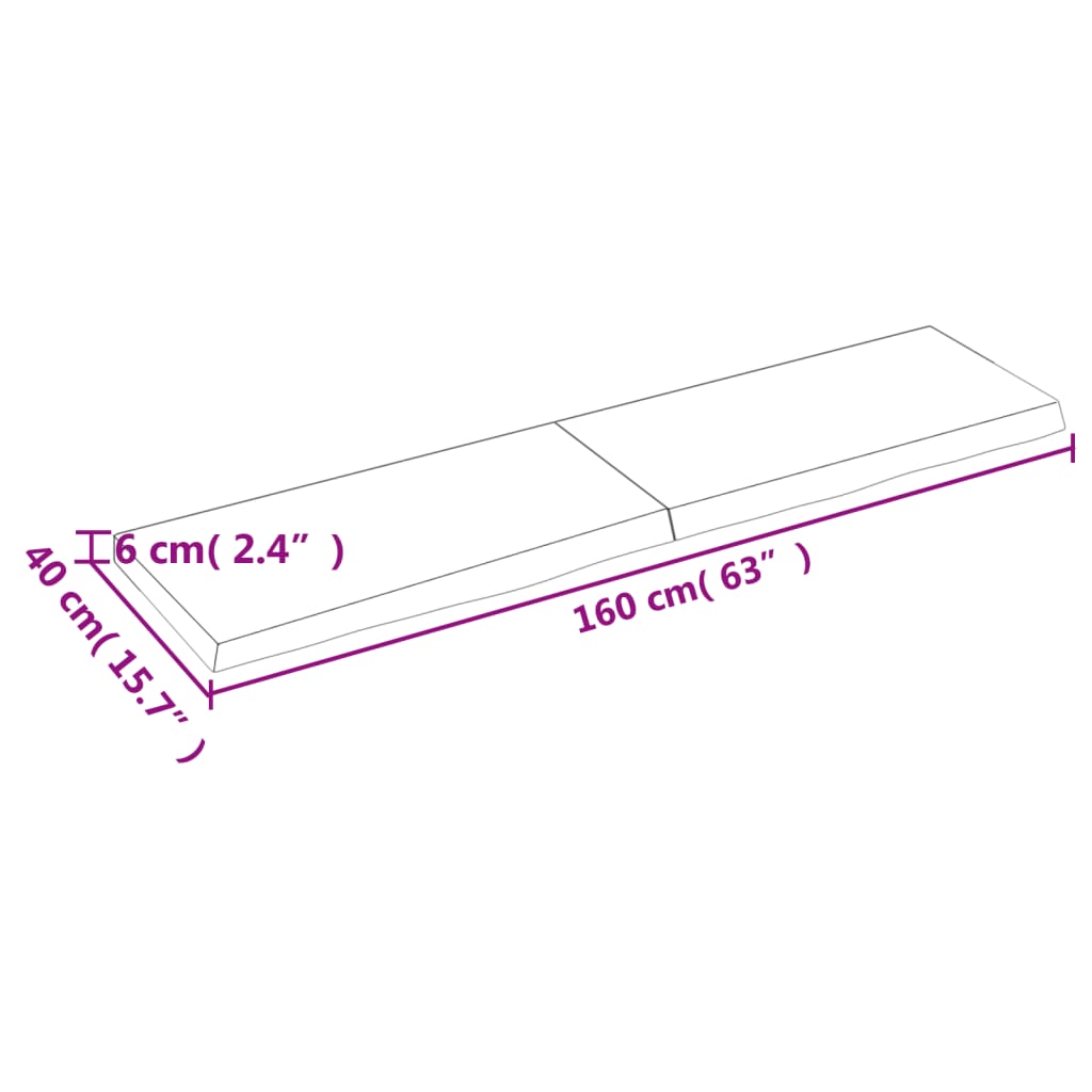 Étagère murale 160x40x(2-6) cm bois de chêne massif non traité