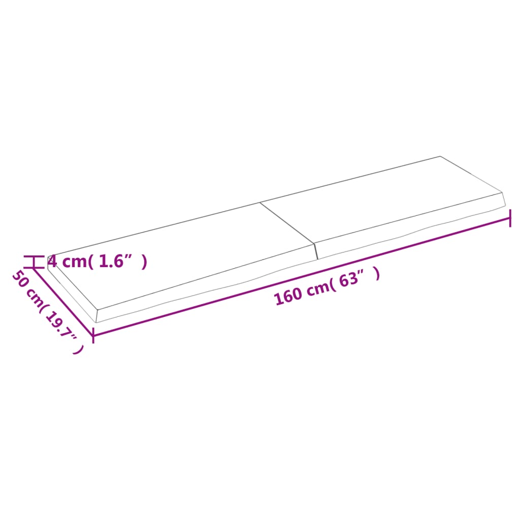 Étagère murale 160x50x(2-4) cm bois de chêne massif non traité