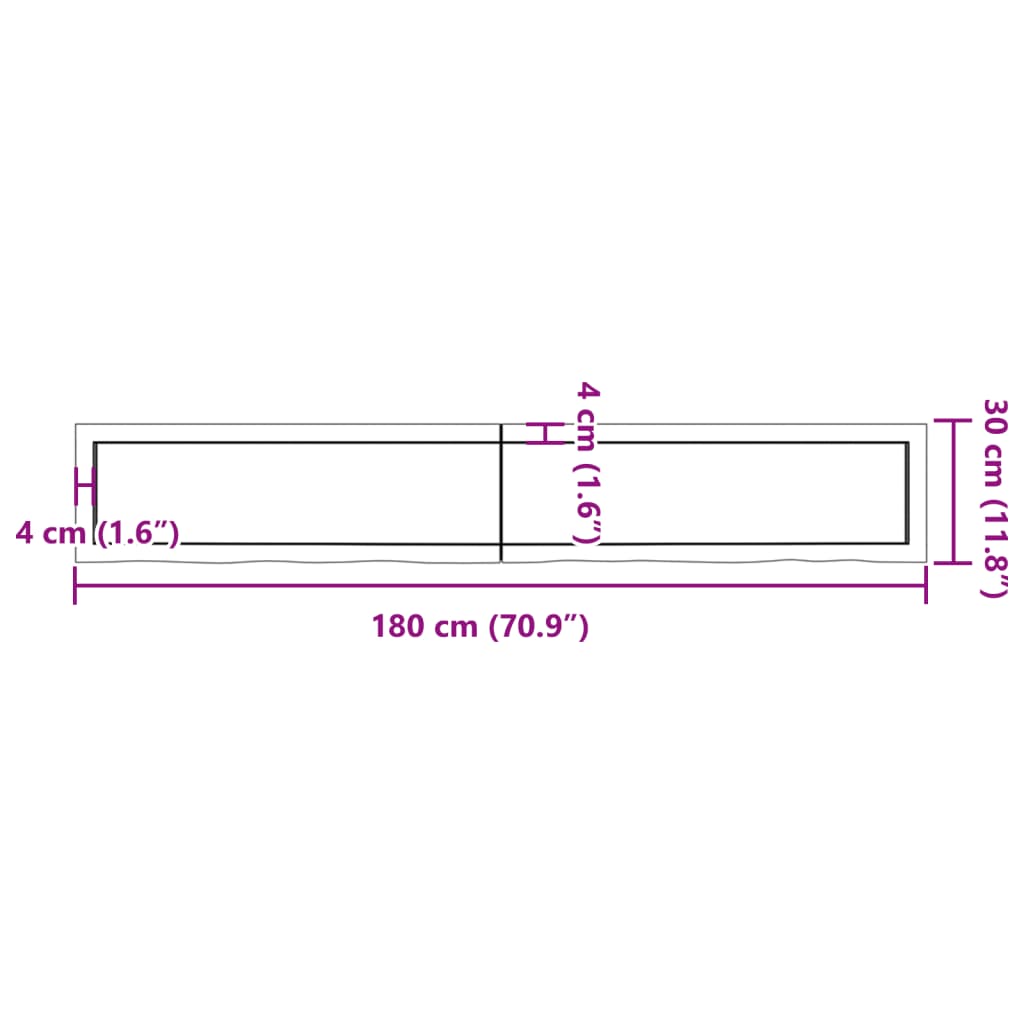 Étagère murale 180x30x(2-4) cm bois de chêne massif non traité