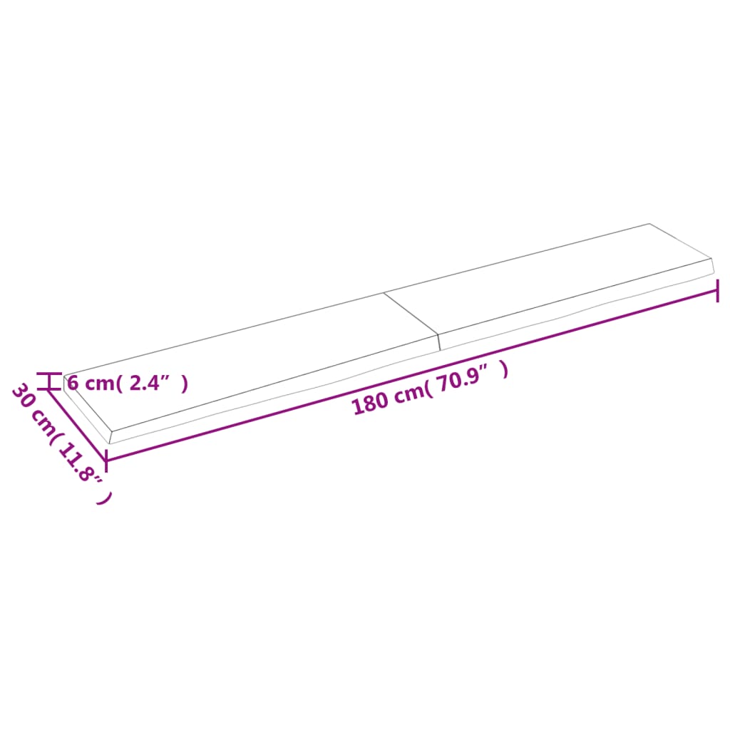 Étagère murale 180x30x(2-6) cm bois de chêne massif non traité