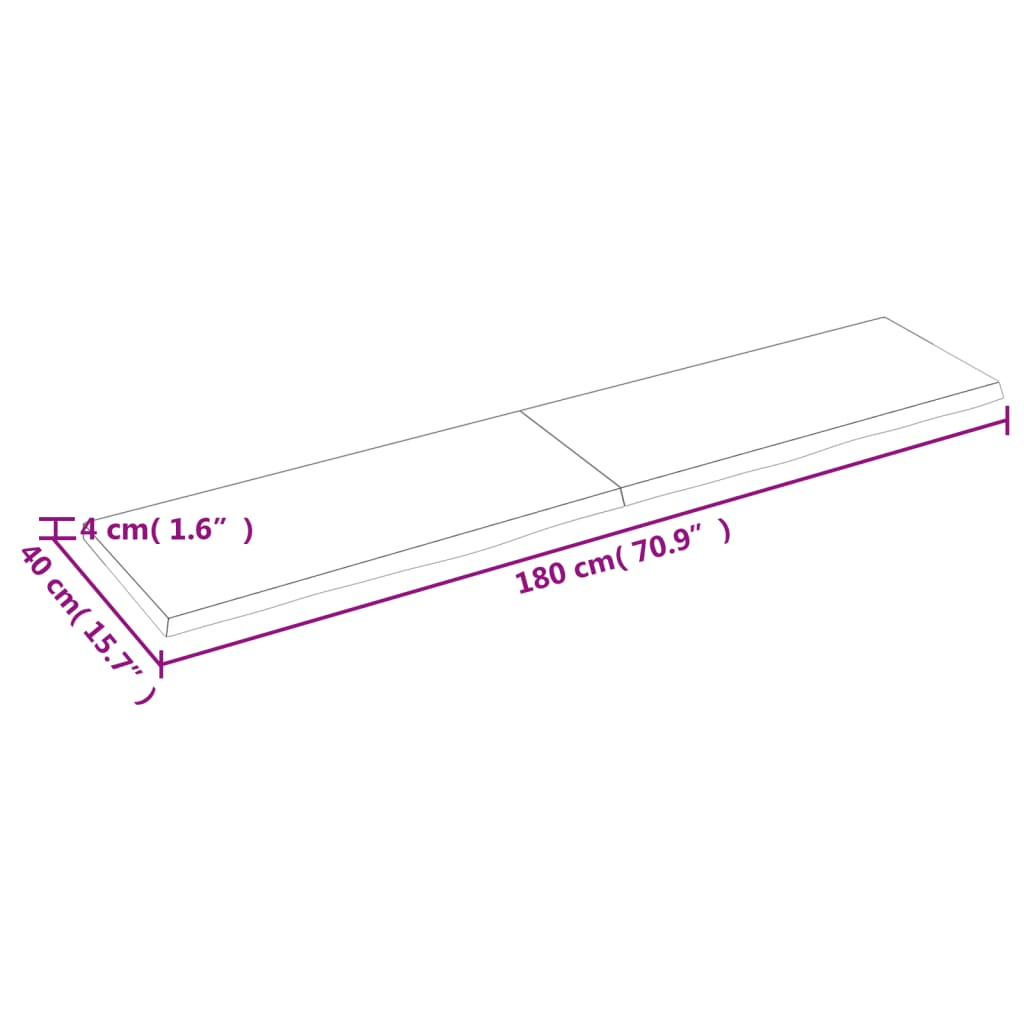 Étagère murale 180x40x(2-4) cm bois de chêne massif non traité