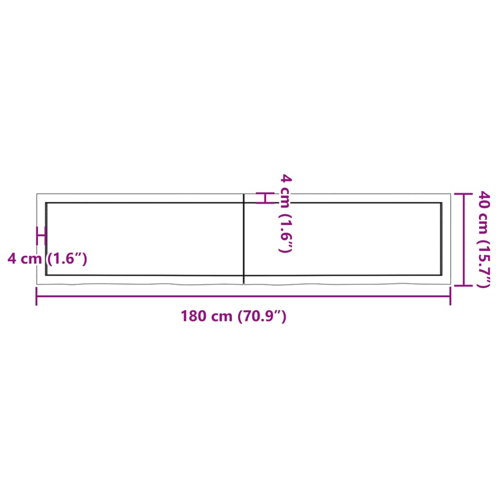 Étagère murale 180x40x(2-4) cm bois de chêne massif non traité