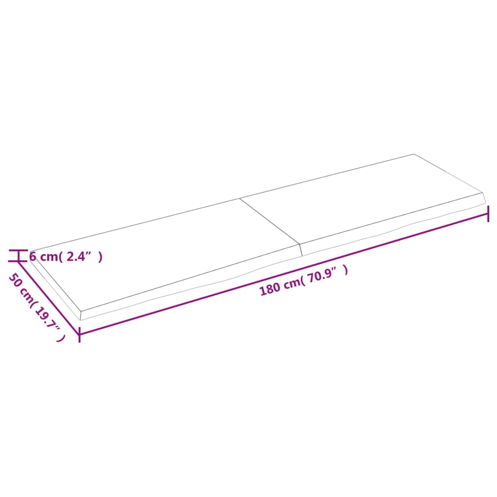 Étagère murale 180x50x(2-6) cm bois de chêne massif non traité