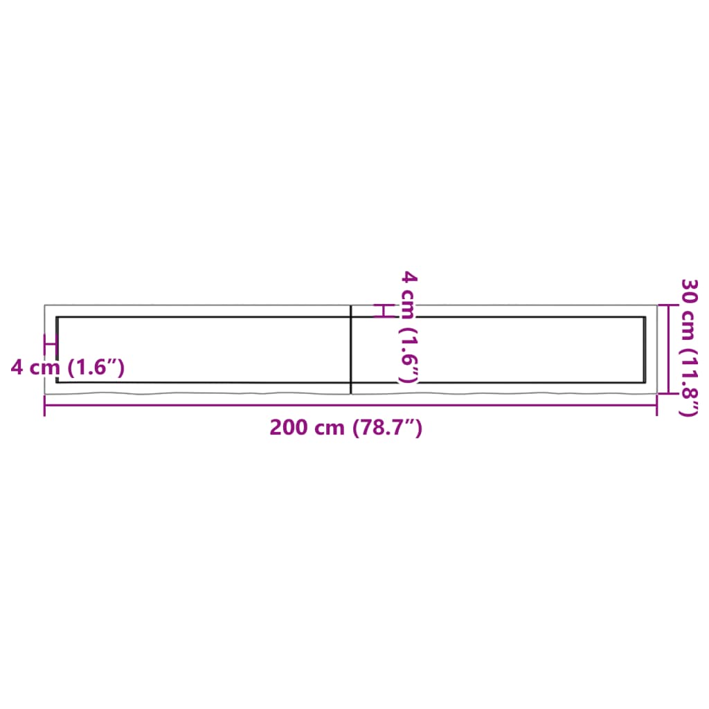 Étagère murale 200x30x(2-6) cm bois de chêne massif non traité