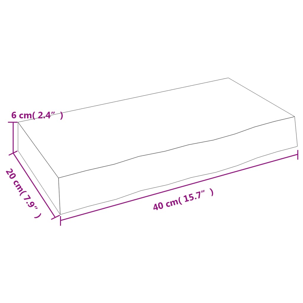 Étagère murale marron clair 40x20x6 cm bois chêne massif traité