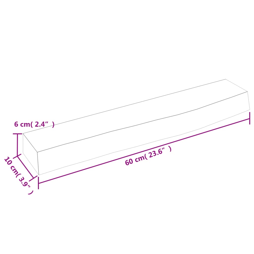 Étagère murale marron clair 60x10x6 cm bois chêne massif traité