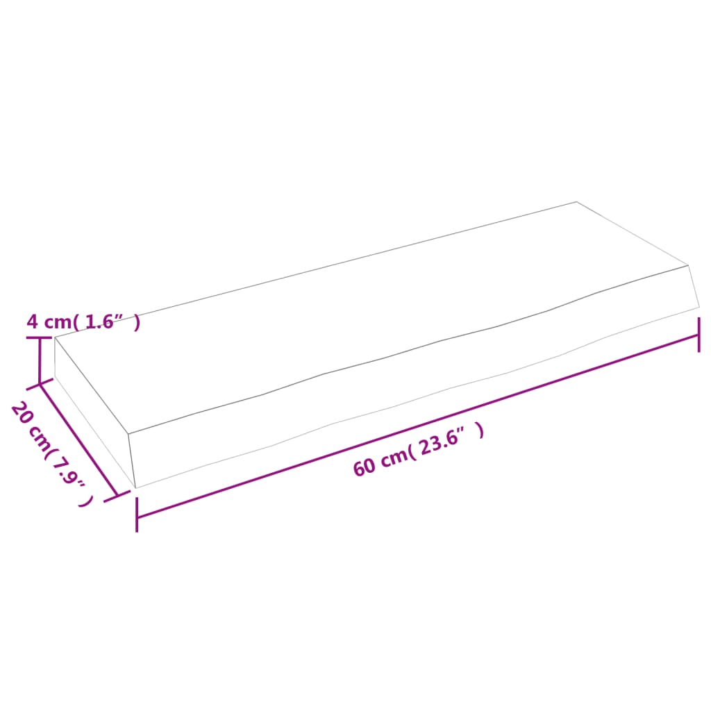 Étagère murale marron clair 60x20x4 cm bois chêne massif traité