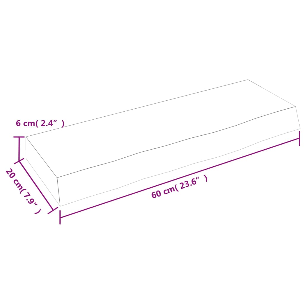 Étagère murale marron clair 60x20x6 cm bois chêne massif traité