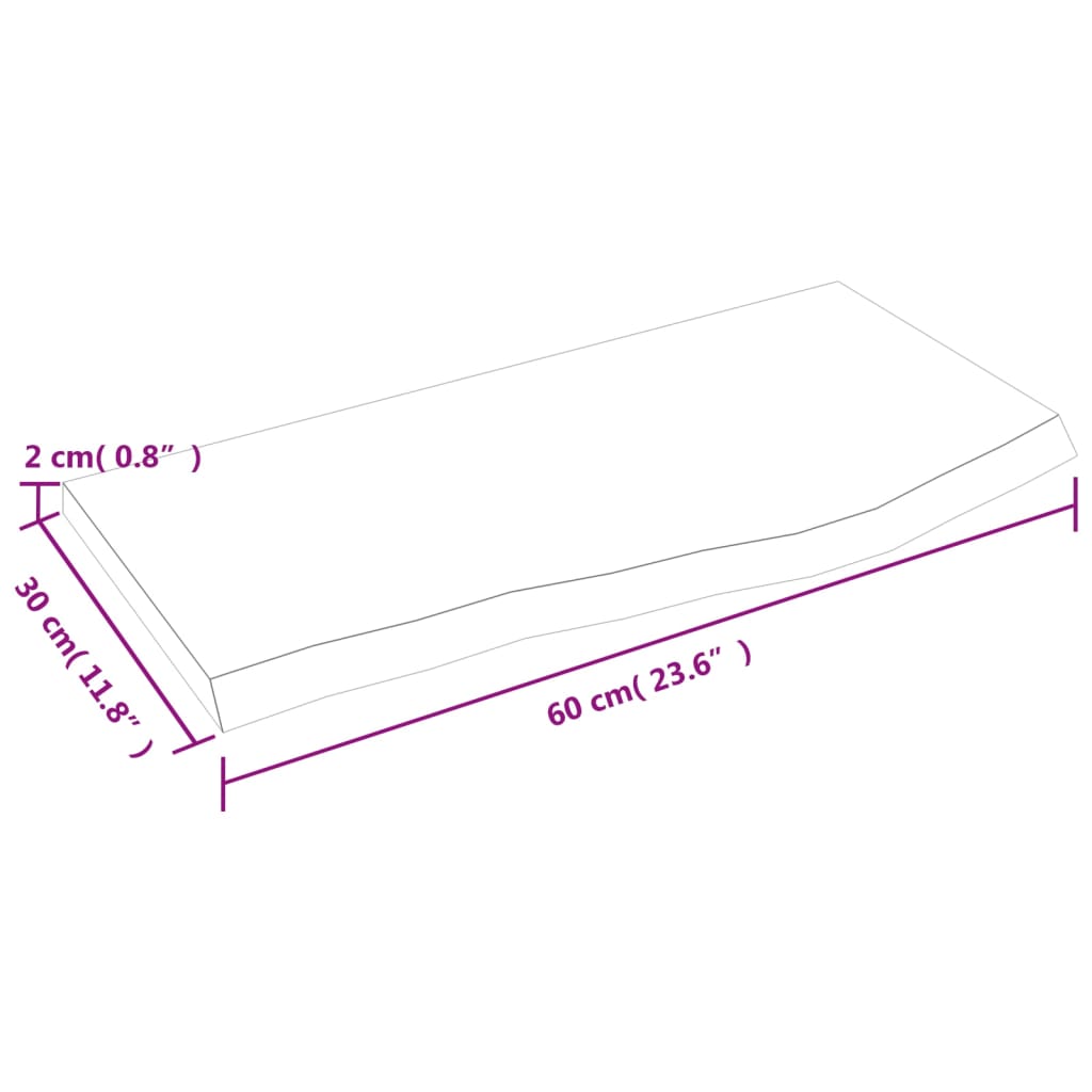 Étagère murale marron clair 60x30x2 cm bois chêne massif traité