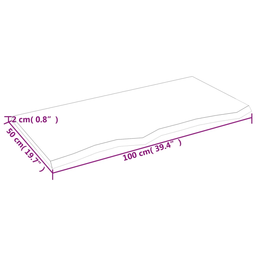 Étagère murale marron clair 100x50x2cm bois chêne massif traité