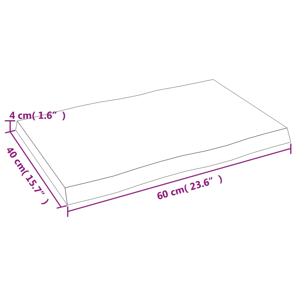 Dessus de table bois massif non traité bordure assortie